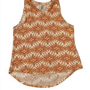 Flying Colors Women Medium Orange White Sleeveless Top Soft Knit Relaxed Fit